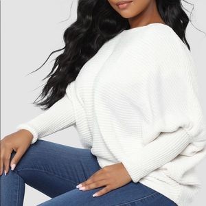 DIANA CREW NECK DOLMAN SWEATER - OFF WHITE FASHION NOVA